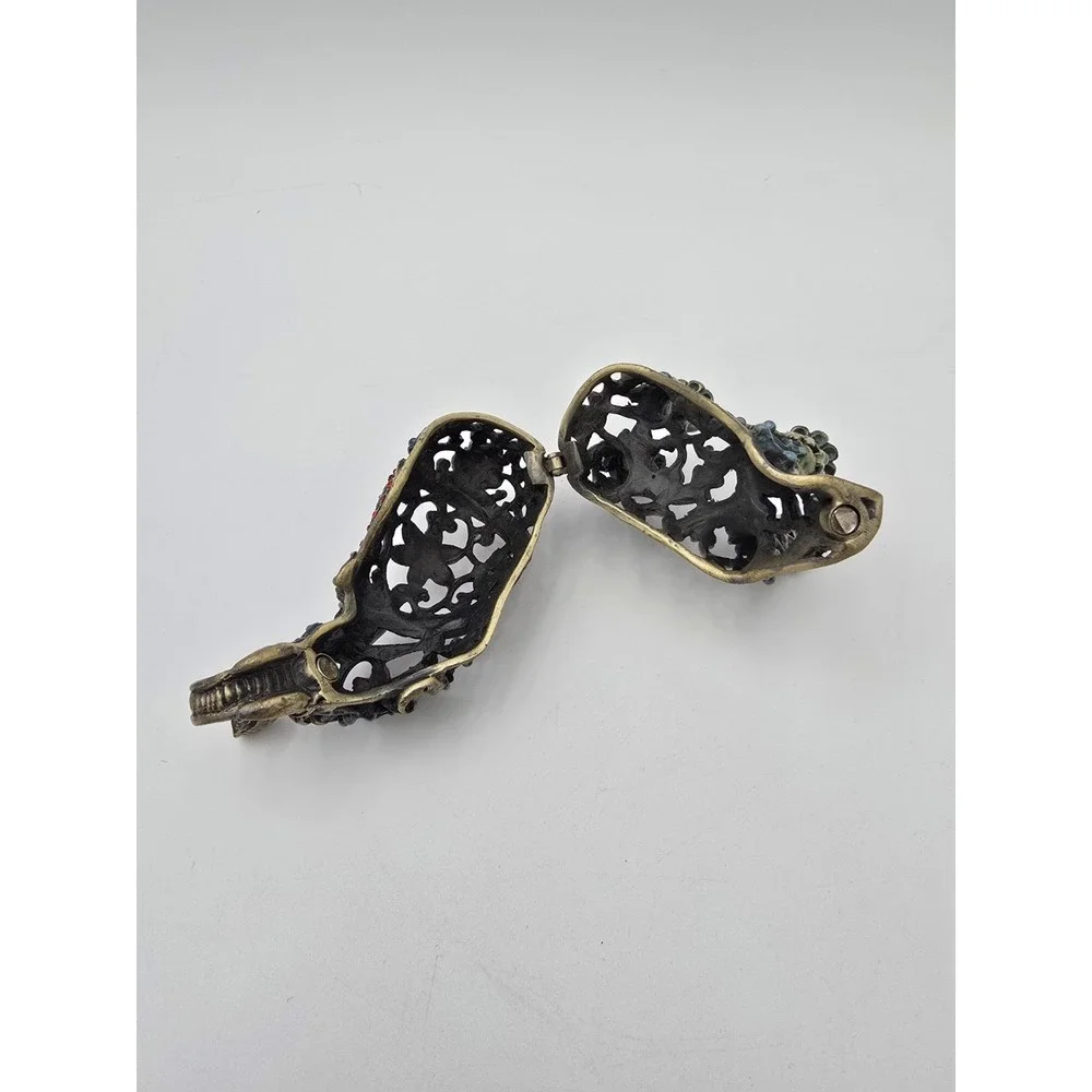 Elephant Ornate Hinged Trinket Box Figurine With Jewelry Charm Jeweled Enamel